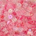 5mm transparent pink iridescent square glass sugar beads for DIY jewelry making - 5mm 10g/Pack Approx 50pcs / Pink Mix