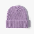 Classic ribbed knit winter beanie hat in a vibrant purple color for men and women - Mauve
