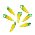 Vibrant yellow glass chili pepper charms with green stems for DIY jewelry making - Glass Pendant-Corn
