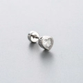 Silver heart stud earring with blue zircon stone and screw back on a grey surface - Heart Silver Style (A118-1#)