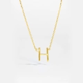 Minimalist gold S925 sterling silver necklace featuring an H-letter pendant with a small zircon - Letter H