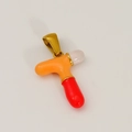 Golden letter T pendant with orange and red enamel inlay for custom jewelry - T-Single Pendant (Orange Red White/Gold)