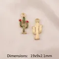 Green enamel cactus charm in gold metal finish for DIY jewelry making 19x9mm - BK1498# Cactus