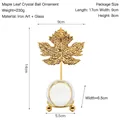 Nordic golden metal maple leaf crystal ball ornament on glass base with dimensions - Maple Leaf - Crystal Ball