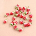 Colgantes de fresa roja de aleación esmaltada para hacer collares y joyas de bricolaje - Pequeño (1.3cmx0.8cm) / Degradado Rosa y Blanco