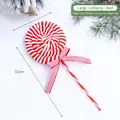 Lecca-lecca di Natale in peluche rosso e bianco con fiocco, lunghezza di 31 cm - Lecca-Lecca Grande - Rosso
