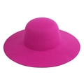 Close-up of vibrant rose pink wool felt fedora showing fine fiber texture and wide brim - Adjustable 57-58cm / Rose Red
