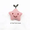 Pink star plush charm with green leaves and smile detail, size H 7cm by W 5.5cm - Pink Sprout Star (Without Pin)