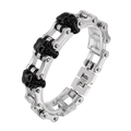 Pulsera de cadena de bicicleta con calavera para hombre en acero inoxidable 316L - Estilo De Empalme Plata Negro (KB52567-D)