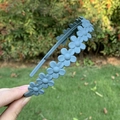 Blue-grey matte frosted daisy flower headband with non-slip teeth for women - Gray