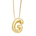 Chic gold puffed letter G balloon pendant necklace with polished box chain - Letter G