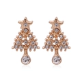Elegant gold Christmas tree stud earrings with sparkling crystals for holiday season - Drip Oil Green Christmas Tree