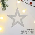 Décoration étoile de Noël argentée scintillante avec découpe et ruban blanc - Étoile à Paillettes Argentées-A
