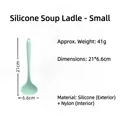 Mint green food-grade small silicone soup ladle with nylon core 21x6.6cm - Small / Green
