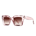 Modern square sunglasses with pink transparent frames and brown gradient lenses - Pink Double Tea