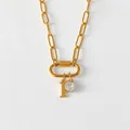 Collana minimalista in acciaio inossidabile dorato con lettera I e ciondolo di cristallo - Lettera I