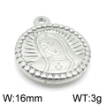 Silberner Jungfrau Maria Anhänger mit Vogelmotiv, 16mm Durchmesser und 3g Gewicht - Stahlfarbe Jungfrau Maria 16mm (KLJ4883-Z)