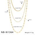 Détail du collier triple rang plaqué or 18 carats avec chaînes de 40-60 cm de long - Style Multirang Maillons Cœur (NB-N1364)