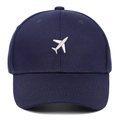 Berretto da baseball blu scuro con ricamo aereo bianco e design classico a sei pannelli - Regolabile / Blu navy