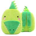 Green dinosaur plush backpack for toddlers with adjustable straps and soft texture - Crocodile