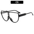 Fashionable oversized semi-round sunglasses with black frame and clear lenses - Black Frame Clear Lenses