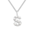 Elegant silver stainless steel necklace with pearl-inlaid letter S pendant for women - Letter S / Steel Color