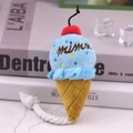 Plush ice cream dog toy with cotton rope chew knot and blue embroidered finish - Blue Ice Cream