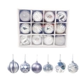 Lot de 12 boules de Noël argentées aux finitions pailletées, mates et brillantes - 6cm/12 Pcs / Argenté