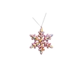Pink snowflake resin ornament with colorful sprinkles and silver hanging string - Pink Snowflake Resin Pendant