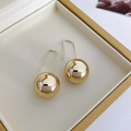 Detail of golden spherical earrings with long hooks inside a premium jewelry box - 35# Gold Long Ear Hook Spherical Drop Earrings (35# Ear Hook-Gold)