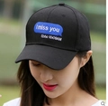 Casquette de baseball noire en coton avec broderie bulle bleue I Miss You à l'avant - Adulte / Noir 'Miss You'