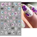 Self-adhesive floral nail stickers with watercolor tulips, butterflies and flower designs - F1033 (Colorful Flowers)