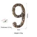 Vintage black and gold cast iron house number 9 with screws for wall mounting - Number 9