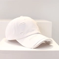 Cappellino da baseball vintage bianco con dettagli strappati su base bianca - L (58-60cm) / Bianco