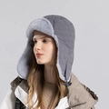 Gorro de aviador de invierno unisex con diseño acolchado gris y forro cálido de piel sintética - gris oscuro