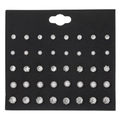20 Paar Ohrstecker Set mit weißen Perlen und klaren Kristallen auf schwarzer Displaykarte - 20 Paare Perlen Strass Gemischtes Set (XY0105-1)