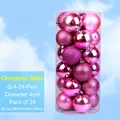 Lot de 24 boules de Noël roses aux finitions brillantes, mates et pailletées dans un tube PVC - 4cm (Ensemble de 24) / Rose