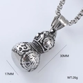 Close-up of vintage silver gourd pendant with dragon clouds and Fu character engraving - Vintage Lucky Gourd (Style 20)