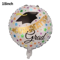 18-inch silver plaid Graduation foil balloon with Congrats Grad text and stars - 18 Inch Graduation Round Balloon Style 249
