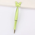 Metallic green ballpoint pen with butterfly top design on a clean white background - Butterfly / Pearlescent Light Green