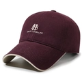 Vintage burgundy baseball cap with white embroidery and contrasting inner brim - One Size(Adjustable) / Purple