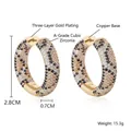 Leopard print hoop earrings with triple gold plating and sparkling A-grade zircons - 2.8*0.7cm Gold Plated (EN04-8)