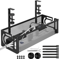 Kabelmanagement-Set aus schwarzem Metallgitter mit G-Klemmen und Befestigungszubehör - L-Form Groß (40*13*7cm) / Schwarz