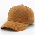 Classic corduroy baseball cap in warm camel brown with vintage ribbed texture finish - Adjustable / Earthy Yellow