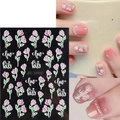 JF-5D07 Nagelsticker mit 5D-geprägten rosa Blumenmustern sowie Love- und Kiss-Motiven - JI-5D07 Rosa Tulpen