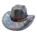 Colorful snake-patterned Western cowboy hat with iridescent finish and bull head emblem - Magic Black