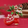 Detailed view of Christmas boot brooch with crystals and exact size measurements - Christmas Boot (WBR286)