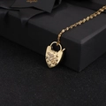 Collana con lucchetto a cuore placcata oro 18K con serpente di zirconi viola e stella - Design Serpente e Stella / Bianco 4 (Serpente e Stella)