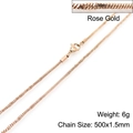 Rose gold stainless steel snake chain necklace with lobster clasp 1.5mm x 500mm 6g - Rose Gold 500x1.5mm(KN203675-Z)