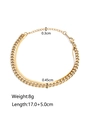 Detail of 18K gold-plated double-layer Cuban and snake chain with size measurements - Double Layer Flat Style (B-003) / Gold